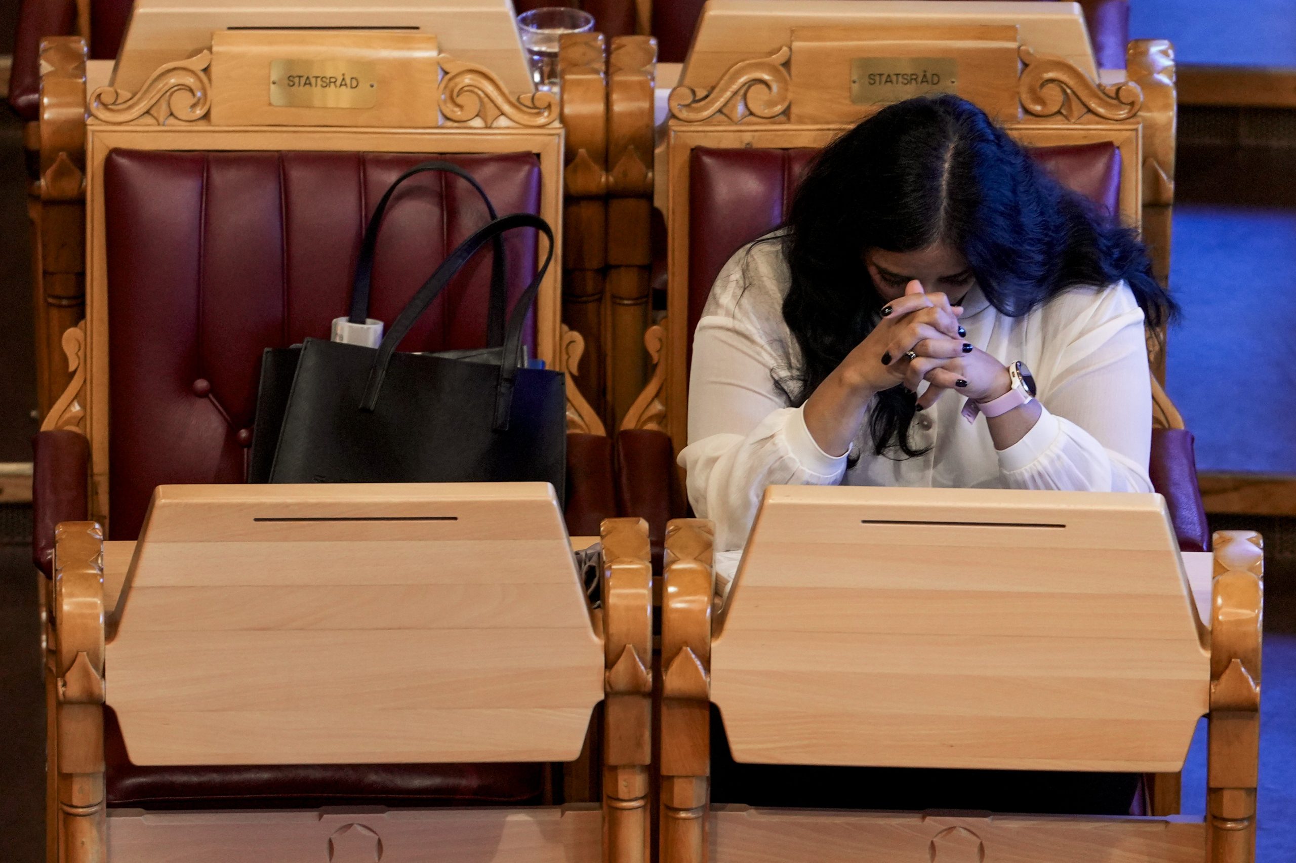 Oslo 20241023. Kultur- og likestillingsminister Lubna Jaffery (Ap) under den muntlige spørretimen i Stortinget